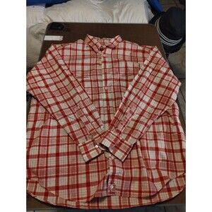 Papas Plaids Red & White Long Sleeve Shirt Size Unknown see measurements